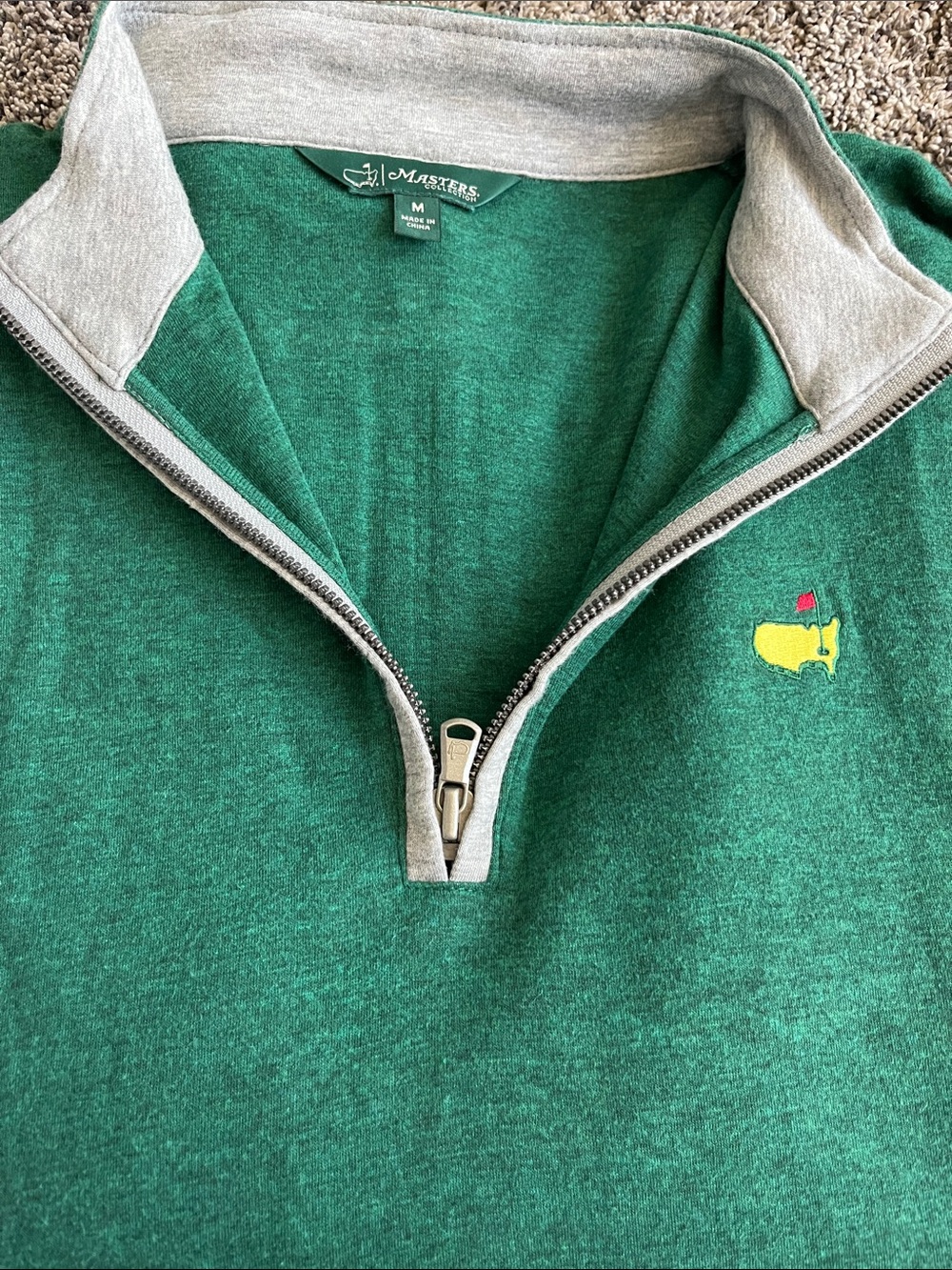 Masters!  Augusta!  Men's Green Quarter-Zip Pullover Sweater. Medium.